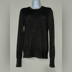 Equipment Femme Ondine Crew Neck Sweater‎ Black/Gold Sparkle Merino Wool/…